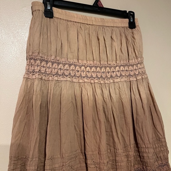 Phool Vintage Y2K Whimsical Renaissance Fairy Tiered Ruffle Aplique Midi Skirt - Picture 2 of 6